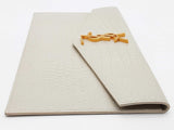 Yves Saint Laurent Uptown Pouch White Croc Embossed Leather Clutch Do0726oxzde
