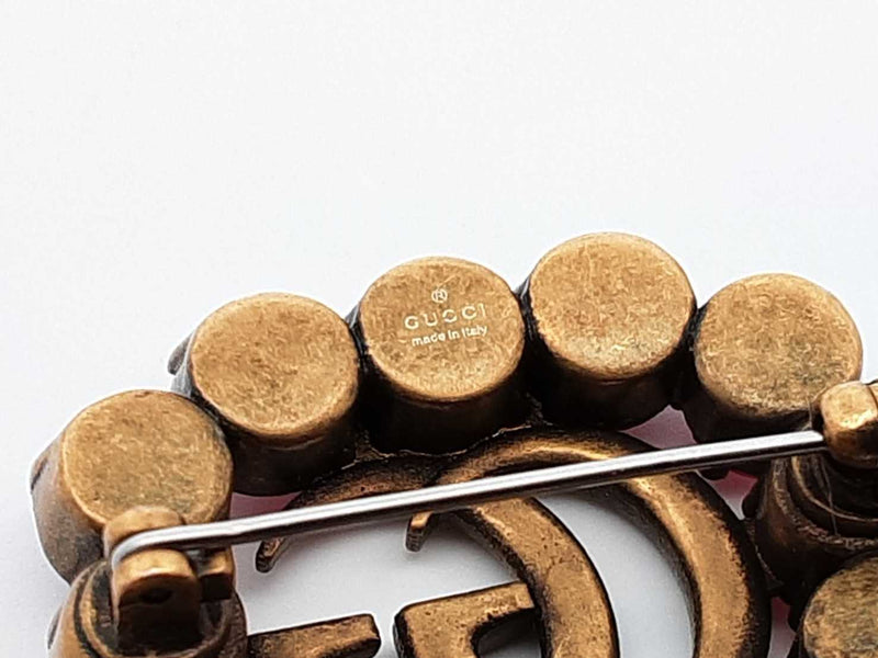 Gucci Marmont Double G Gold-tone & Red Crystal Brooch Fw1025ezdu