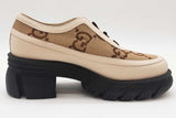 Gucci Gg Canvas & Leather Lace Up Platform Sneakers Size 39.5 Eb0925prxde