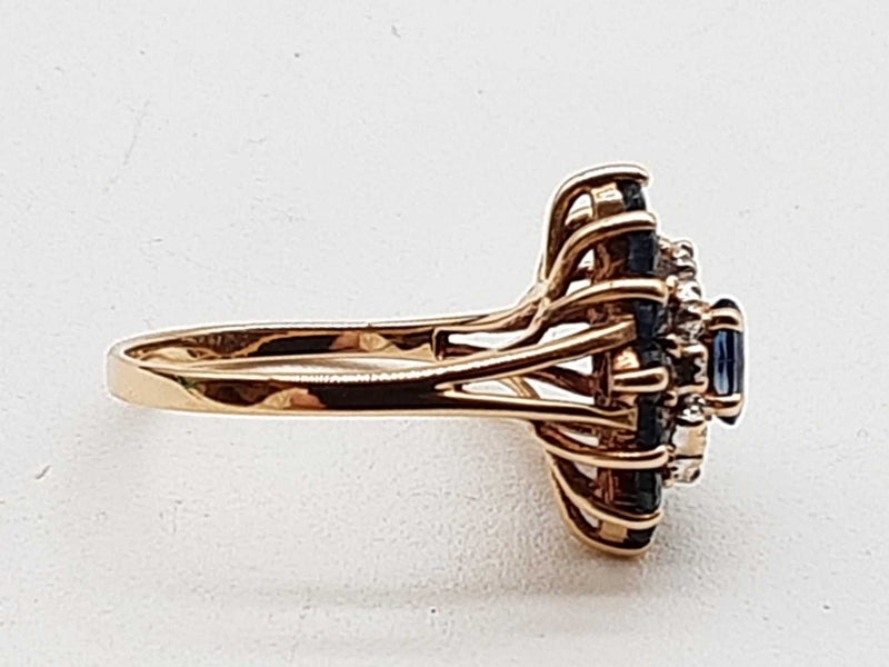 Diamonds Synthetic Sapphires 10k Yellow Gold 2.6g Ring Size 6.25 Do0525pxde