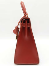 Hermes Kelly 28 Brique Red Box Calf Gold Hardware Handbag Do1225lorxzde