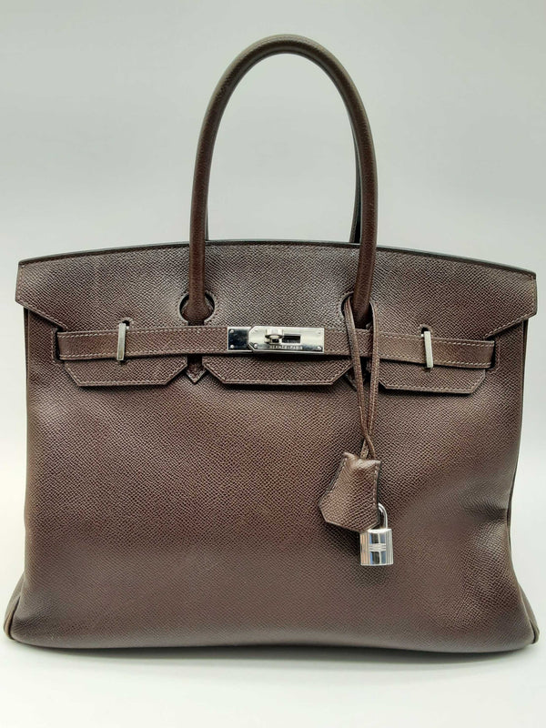 Hermes Birkin 35 Chocolat Brown Epsom Palladium Handbag Do0723lwxzxde