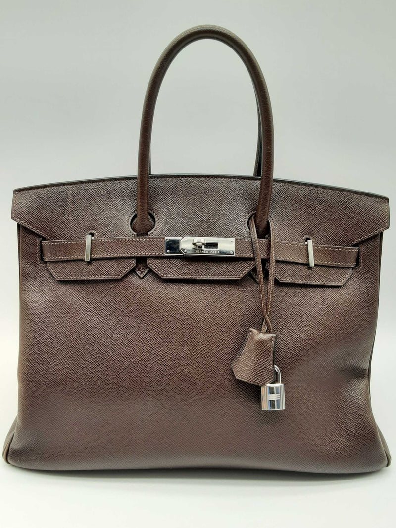 Hermes Birkin 35 Chocolat Brown Epsom Palladium Handbag Do0723lwxzxde