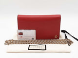 Gucci Gg Betty Wallet With Chain In Red Dollar Leather Fw0526lcrdu