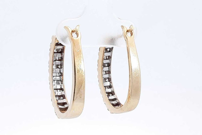 0.88ctw Diamond Hoop Earrings In 10k Yellow Gold 7.8 Grams Eb0225opxsa