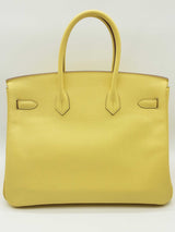 Hermes Birkin 35 Candy Lime Yellow Epsom Palladium Handbag Do0823lxzxzde