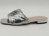 Gucci Marmont Slides W Silver Sequins Dbl G Silver Size 37.5 Aa0726lorsa