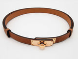 Hermes Kelly 18 Gold Brown Epsom Leather Adjustable Belt Do0526orxde