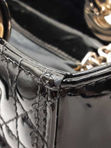 Christian Dior Lady Dior In Black Patent Cannage Leather Fw00825lzxzdu