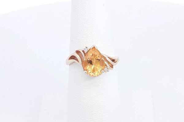 14k Yellow Gold Pear Shaped Citrine Ring Size 6 3.36 Grams Eb0324ixsa