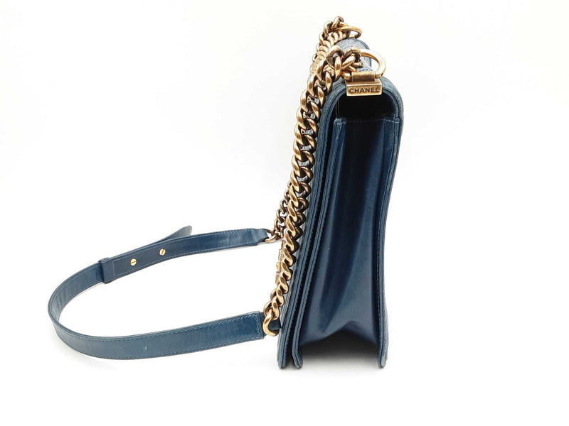 Chanel Large Blue Leather Boy Bag Crossbody (WWXZ) 144010020124 DO/SA