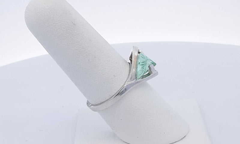 Strell 14k White Gold Teal Stone Ring Size 7, 3 Grams Eb0424lxzsa