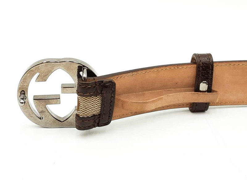 Gucci Interlocking G Buckle With Gg Supreme Canvas Belt Size 85|34 Fw0725izdu