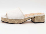 Gucci Monogram Malaga Kid Platform Beige Size 38 Aa0626ozxsa