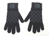 Louis Vuitton Blue Black Damier Knitted Gloves Do1225lrxde