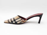 Burberry Nova Check Kitten Heel Mules In Cotton Canvas Size 36.5 Fw1225wxdu