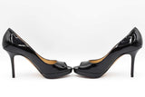 Jimmy Choo Black Patent Leather Peep Toe Heels Size 35.5 Eb0824sxdu