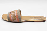 Christian Dior Embroidered Cotton Gold Metallic Dway Slides Sz 35.5 Eb0126lrxdu