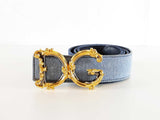 Dolce & Gabbana Dg Girls Belt In Denim And Barocco Buckle Size 85/34 Fw1125orxde