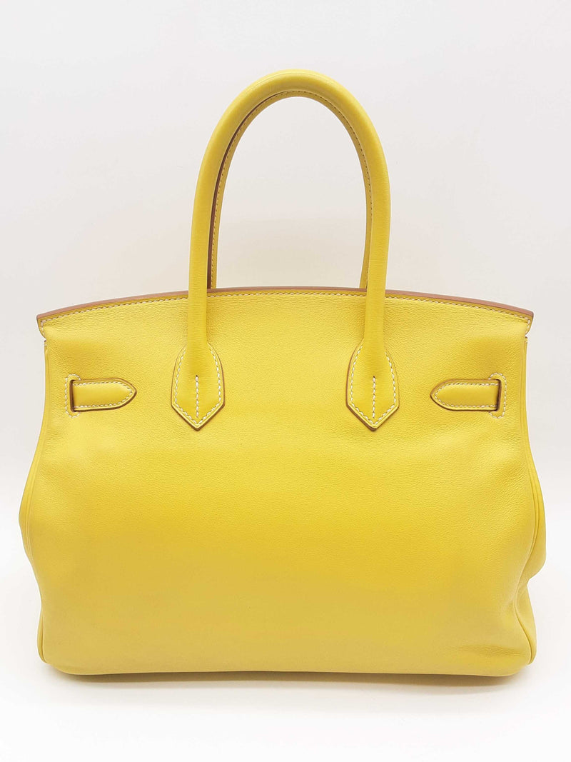 Hermes Birkin 30 Lime Yellow Swift Palladium Hardware Handbag Do1124loxzxde