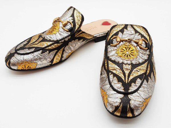 Gucci Princetown Horsebit Metallic Silver Gold Slip Ons Size Eu 37 Do0925oxzde