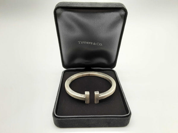 Tiffany & Co T 0.925 Sterling Silver 35.1g Bangle Bracelet 6.5 In Do1024oxzde