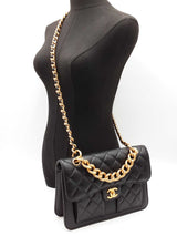 Chanel Large Double You Flap Bag In Diamond-quilted Black Leather Fw0626lixzdu