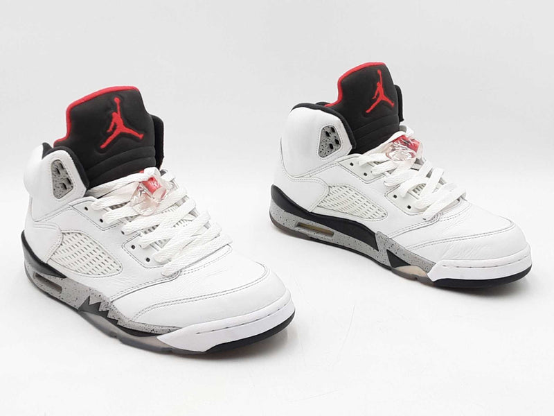 Nike Air Jordan 5 Retro "White Cement" Leather Sneakers Size 8.5 Fw0225lxzdu