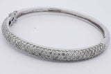 1.95cttw Diamond Hinged Bangle Bracelet 14k White Gold 18.5 Grams Eb0526lrxzsa