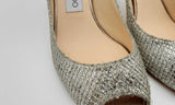 Jimmy Choo Open Toe Champagne Metallic Silver Heels Size 36 Ebcrsa 144030000812