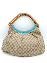 Gucci Gg Monogram Canvas Bamboo Handle Hobo Shoulder Bag Eb0826wxzsa