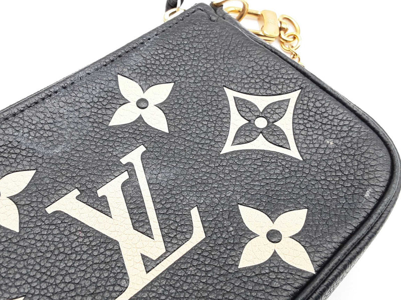Louis Vuitton Mini Pochette Black Creme Monogram Empreinte Leather Zipper Pouch Do0325pxzde