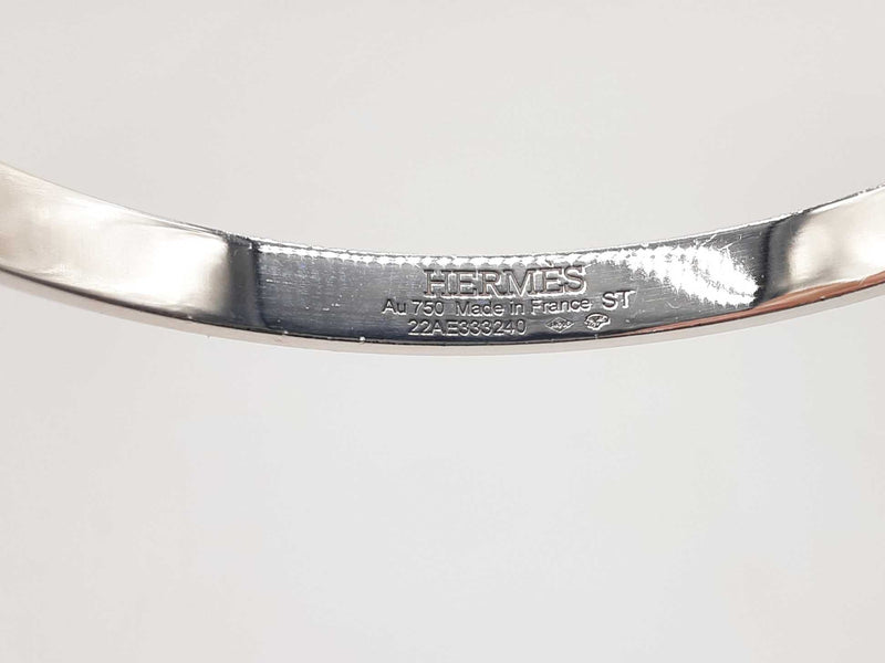 Hermes 18k White Gold Diamond Bangle Bracelet 6 In Lhszxzde