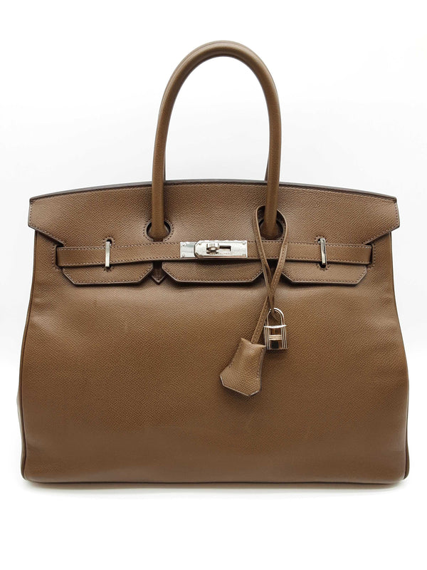 Hermes Birkin 35 Toundra Brown Epsom Palladium Hardware Handbag Do0825sxzxde