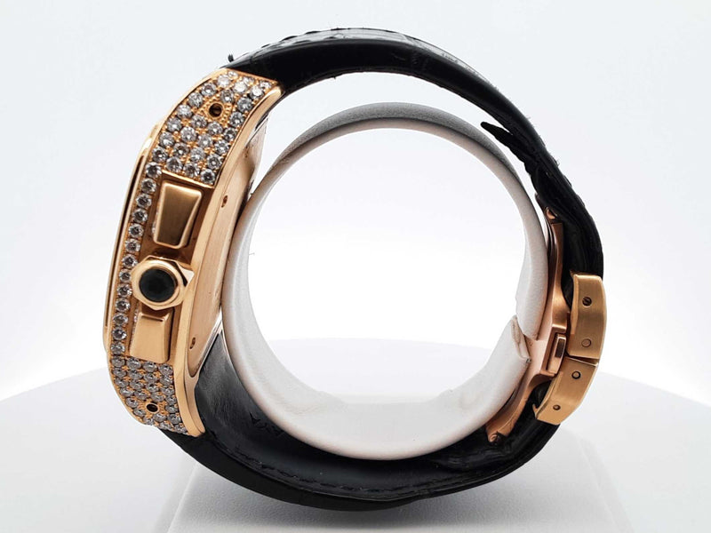 Santos De Cartier 100 Chronograph 10.06 Cttw Diamond & 18k Yellow Gold 41mm Automatic Watch 239 Grams Fw0825rxzxdu