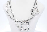 David Yurman Sterling Quatrefoil Box Chain Necklace 41.5g 35.5 Inch Eb1225orxde