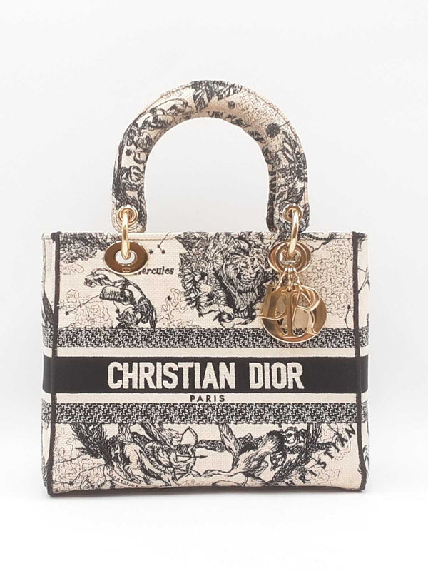 Christian Dior Lady Dior D-lite In Toile De Jouy Embroidered Canvas Fw0725lexzdu