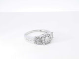 0.55 Cttw Diamond & 14k White Gold Three Stone Halo Ring 3.5g Size 7 Fw0926wordu