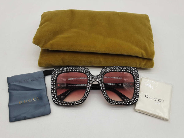 Gucci Gg0148s Star Rhinestones Black Frames Pink Lens Sunglasses Do0125oxzde