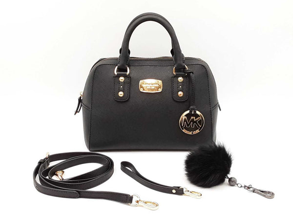 Michael Kors Jet Set Travel Dome Satchel In Black Saffiano Leather Fw0525wxdu