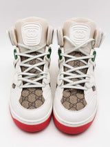 Gucci Basket High Top White Demetra Red Sneakers Size 7.5 Eb0526lxzsa