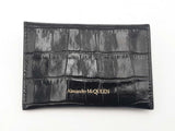 Alexander Mcqueen Black Embossed Croc Calfskin Trifold Wallet Sd0825rzsa