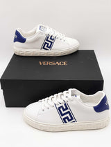 Versace Greca Detail White & Blue Leather Sneakers Sneakers Size 40 Eb1025exdu