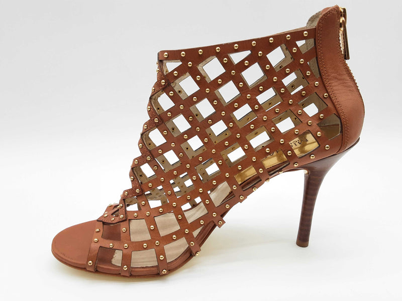 Michael Kors Yvonne Gold Brown Leather Caged Heels Size Us 8m Womens Do0525oxde