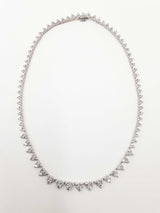 11.37 Cttw Diamond Graduated Cluster Tennis Necklace In 14k White Gold 24.8 Grams 16 Inch Fw0726wwszdu