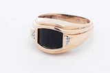 10k Yellow Gold Onyx Inlay & Diamond Accent Ring 5.5 Grams Size 10.75 Eb426orxsa