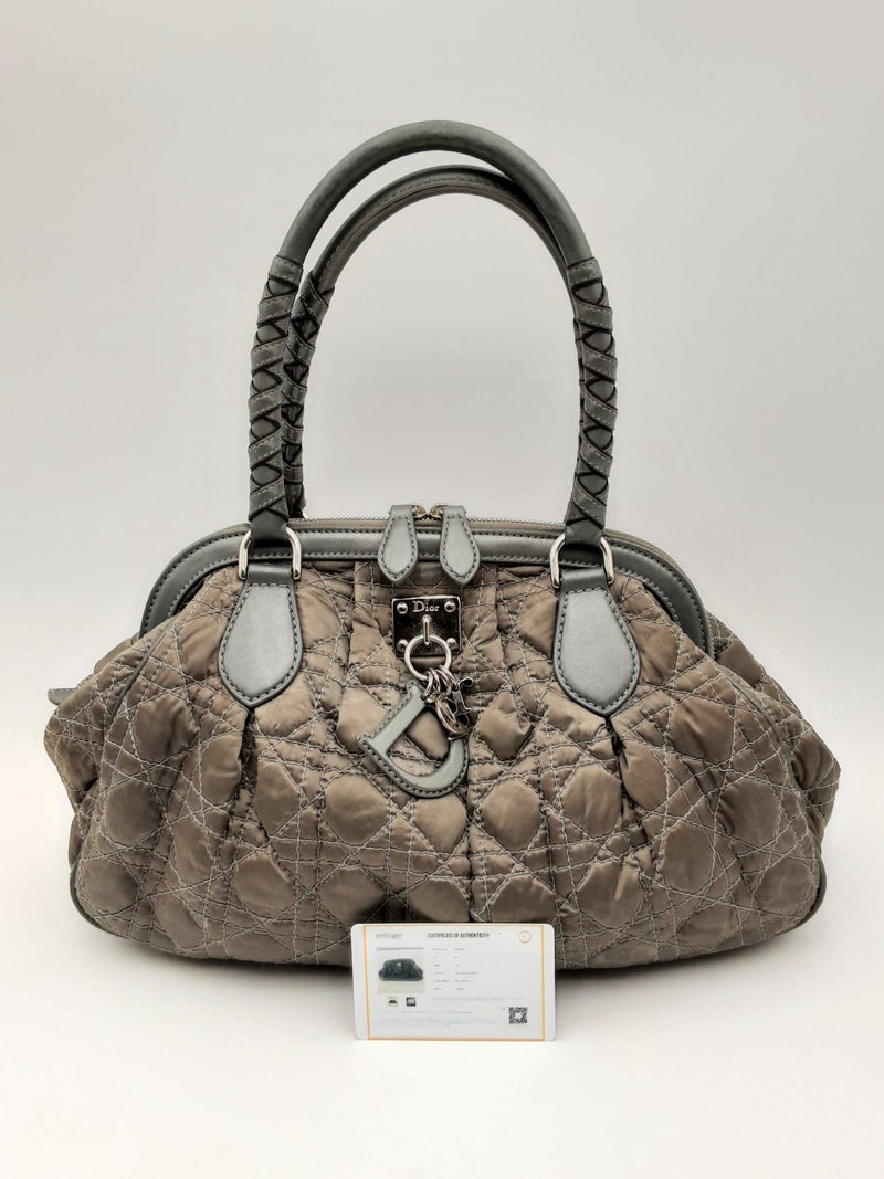 Christian Dior Cannage Quilted Gray Top Handle Satchel Bag Fw1224orxsa