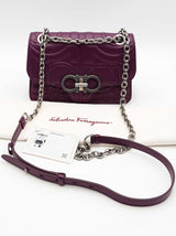 Salvatore Ferragamo Quilted Gancini Purple Leather Crossbody Bag Eb0226orxsa