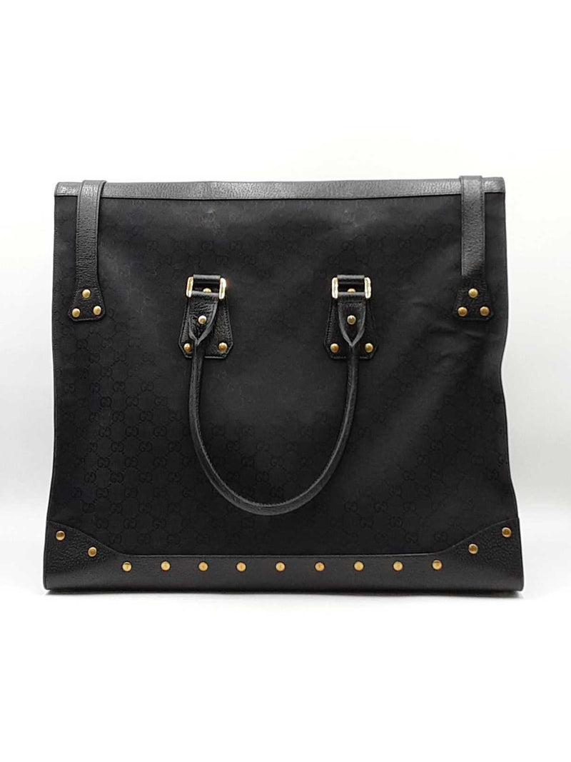 Gucci Travel Tote Bag In Black Gg Monogram Canvas Fabric & Leather Fw0925rzxdu