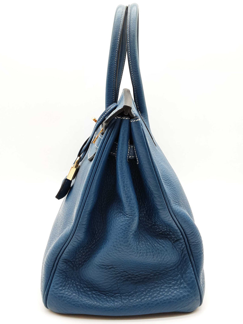 Hermes Birkin 35 Thalassa Blue Clemence Gold Hardware Handbag Do0825sxzxde